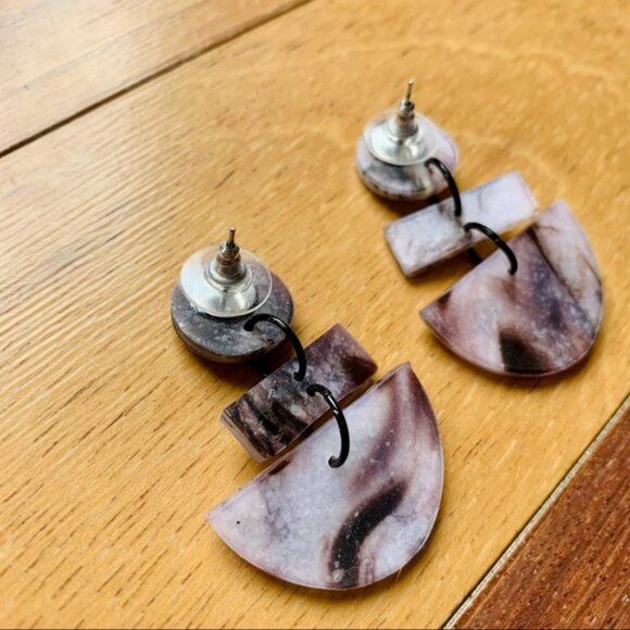 Handmade Artisan Polymer Clay Marble Earrings - Picture 4 of 6